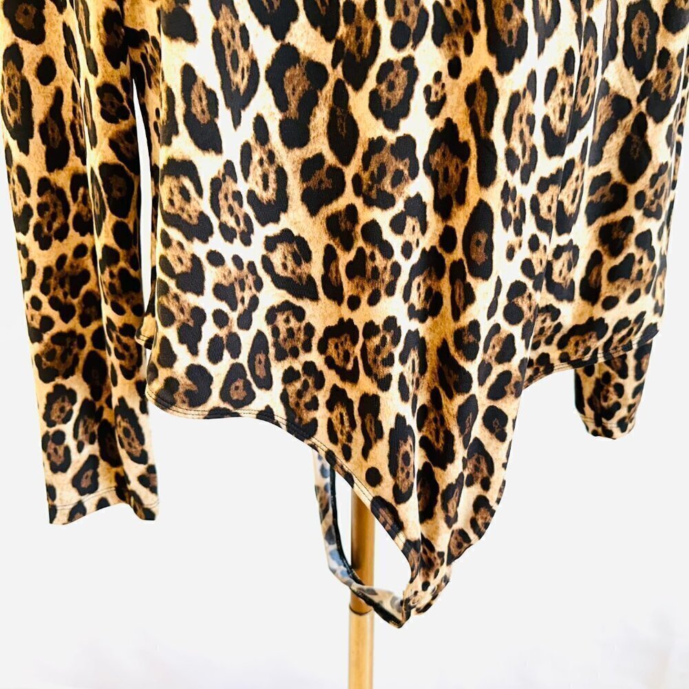 NWT INTEMPO Women Long Sleeve Leopard Print Thong Bodysuit Top Shirt Plus Sz 3X - Picture 3 of 13